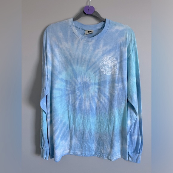 Pastel Tie-Dye Graphic Daytona Beach Surf Long Sleeve Tshirt - Picture 1 of 5